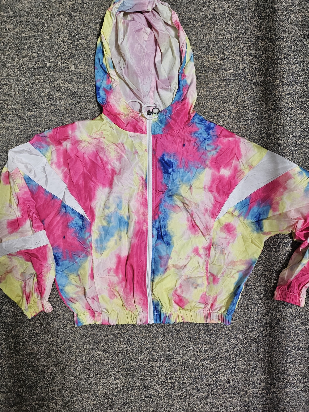 No Boundaries Pink Multicolor Tie-Dye Windbreaker Hoodie